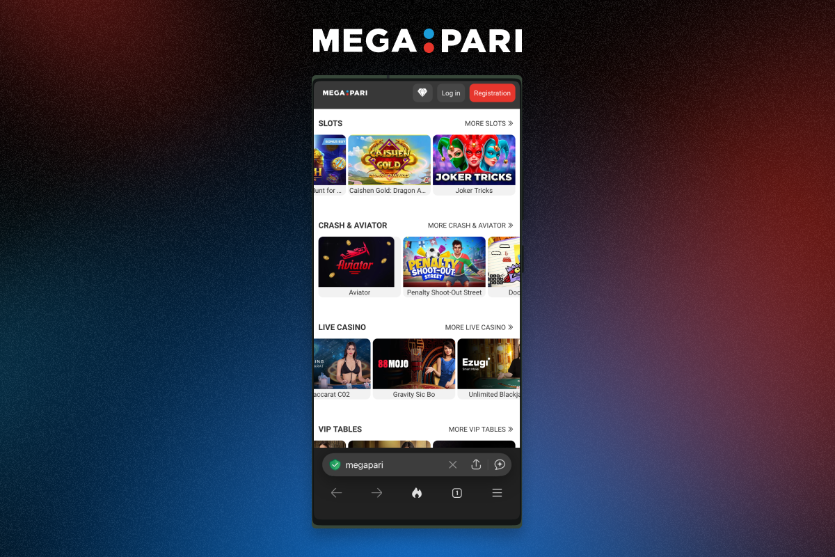 Megapari mobile site for betting and online casino — no app installation required